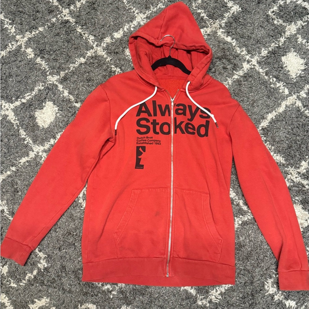 Red Graphic Dutch Bros Zip-Up Hoodie